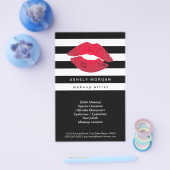 Modern Makeup Red Lips - Chic Black White Stripes Flyer (Enkel)