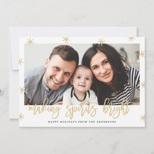 Modern Making Spirits Helder Goud Script Foto Feestdagenkaart (Voorkant)