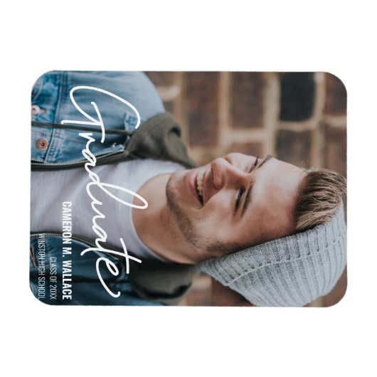 Modern Male Afstuderen Fotoaankondiging Magneet (Horizontaal)