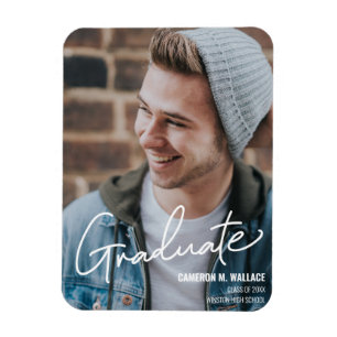 Modern Male Afstuderen Fotoaankondiging Magneet