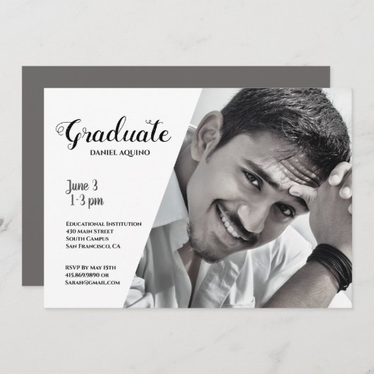 Modern Male Custom Photo Afstuderen Kaart (Voorkant / Achterkant)