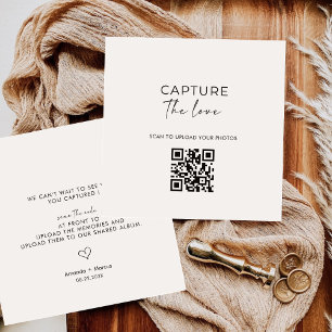 Modern Malimal Deel de Liefde QR Code Tafel Kaarte Notitiekaartje