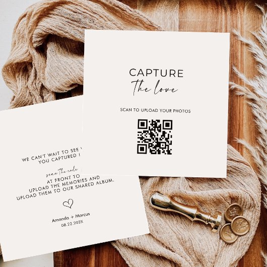 Modern Malimal Deel de Liefde QR Code Tafel Kaarte Notitiekaartje