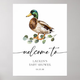 Modern Mallard Duck Baby shower Welkom Poster