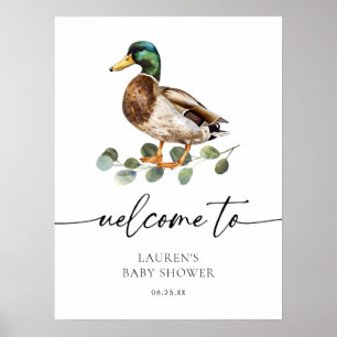Modern Mallard Duck Baby shower Welkom Poster