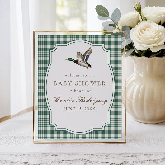 Modern Mallard Duck Gender Neutral Baby Shower Poster