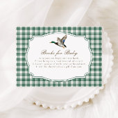 Modern Mallard Duck Neutral Gingham Baby Shower Informatiekaartje