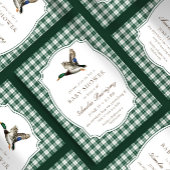 Modern Mallard Duck Neutral Gingham Baby Shower Kaart