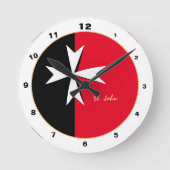 Modern Maltese kruis, Malta Flag Home/design Ronde Klok (Voorkant)