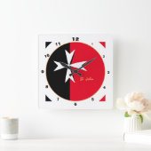 Modern Maltese kruis, Malta Flag Home/design Vierkante Klok (Huis)