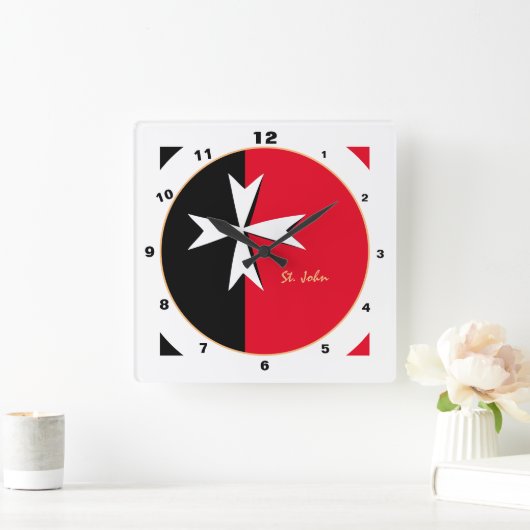 Modern Maltese kruis, Malta Flag Home/design Vierkante Klok (Huis)