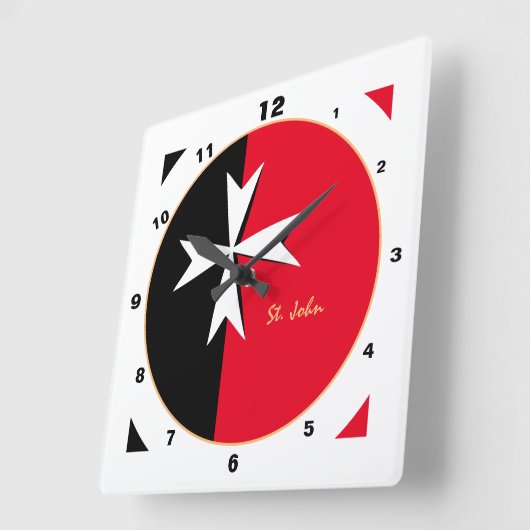 Modern Maltese kruis, Malta Flag Home/design Vierkante Klok (Hoek)