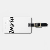 Modern mam Black and White Minimalist Bagagelabel (Voorkant horizontaal)