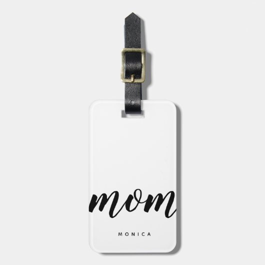 Modern mam Black and White Minimalist Bagagelabel (Voorkant verticaal)