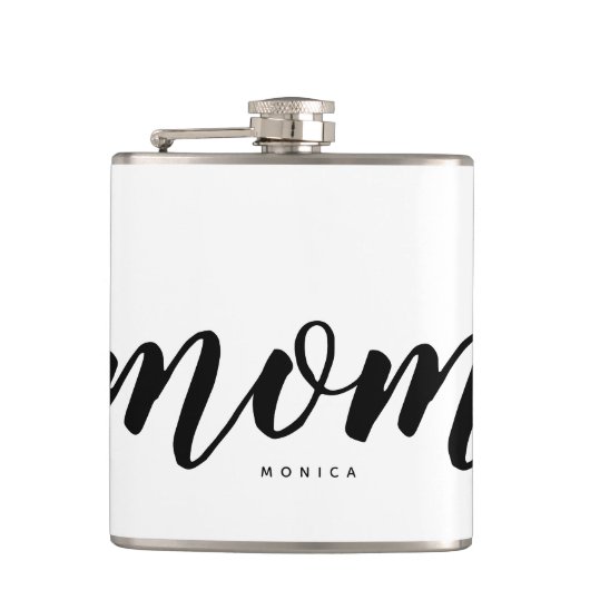 Modern mam Black en White, gepersonaliseerd Heupfles (Voorkant)