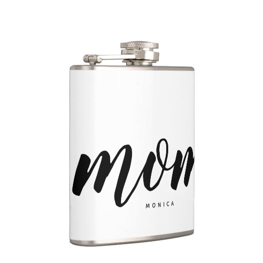 Modern mam Black en White, gepersonaliseerd Heupfles (Rechts)