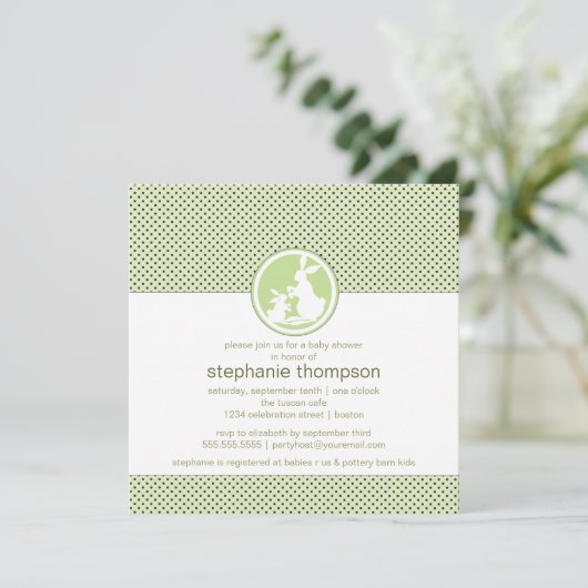 Modern Mam Bunny & Baby Uitnodiging (Staand voorkant)