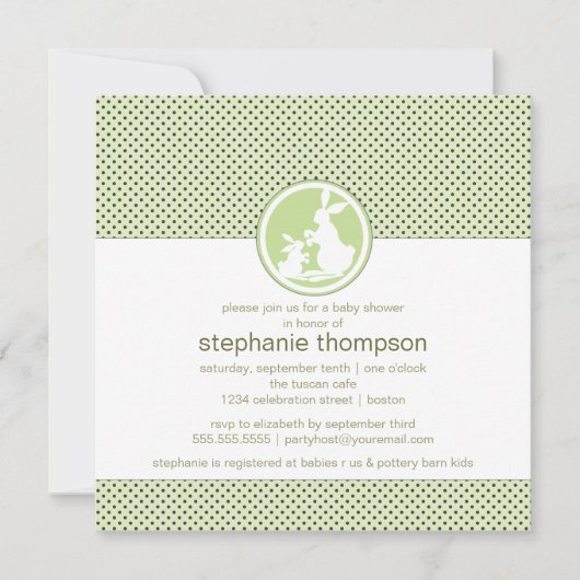 Modern Mam Bunny & Baby Uitnodiging (Voorkant)