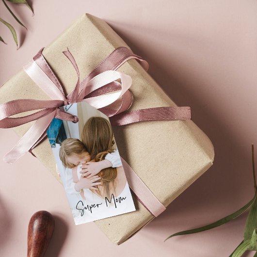 Modern mam Foto & Super Mam Text | Cadeau voor mam Cadeaulabel