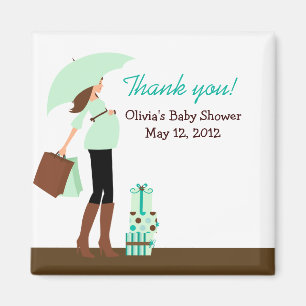 Modern mam (groen) Baby shower Favor Magnet