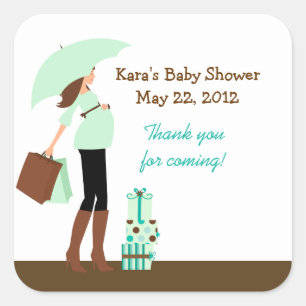 Modern Mam (Groen) Baby shower Favor Sticker