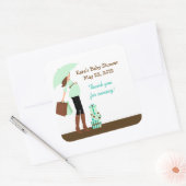 Modern Mam (Groen) Baby shower Favor Sticker (Envelop)