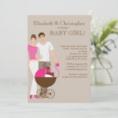 Modern mam pap Baby shower Kaart (Staand voorkant)