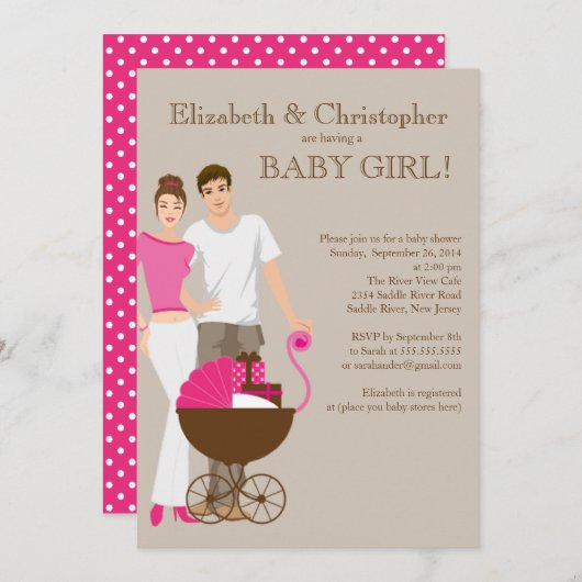 Modern mam pap Baby shower Kaart (Voorkant / Achterkant)