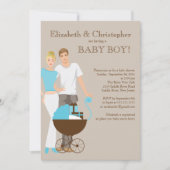 Modern mam pap Baby shower Kaart (Voorkant)