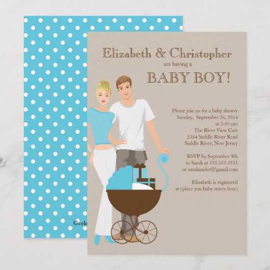 Modern mam pap Baby shower Kaart (Voorkant / Achterkant)