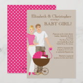 Modern mam pap Baby shower Kaart (Voorkant / Achterkant)