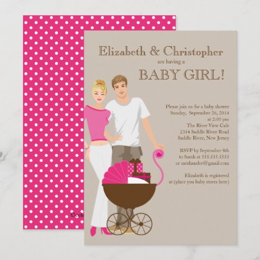 Modern mam pap Baby shower Kaart (Voorkant / Achterkant)