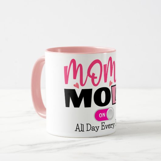 Modern mam roze hartkoffie mok (Voorkant links)