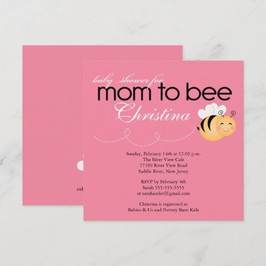 Modern mam-tot-Baby shower uitnodiging (Voorkant / Achterkant)