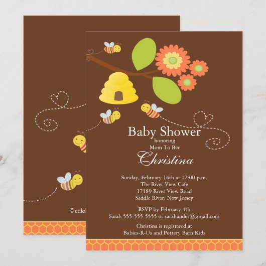 Modern mam-tot-Baby shower uitnodiging (Voorkant / Achterkant)