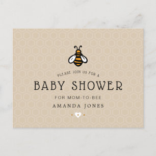 Modern mam-tot-bijen-Baby shower Uitnodiging Briefkaart