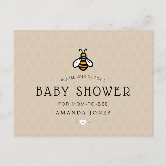 Modern mam-tot-bijen-Baby shower Uitnodiging Briefkaart (Voorkant)