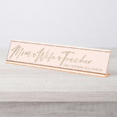 Modern mam, vrouw, leraar Blush roze & Gold Bureau Naambordje (Voorkant)