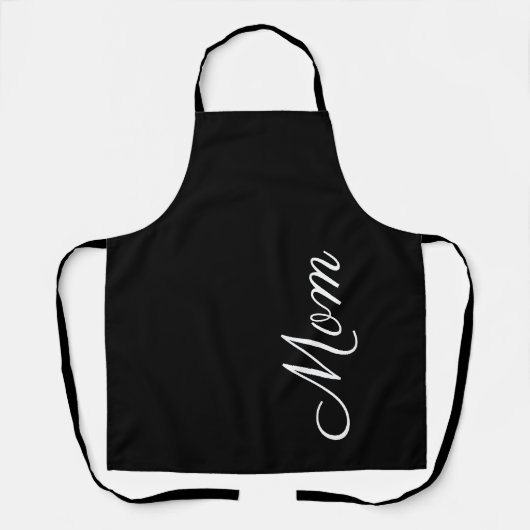 Modern mam zwart-wit script op maat schort (Voorkant)