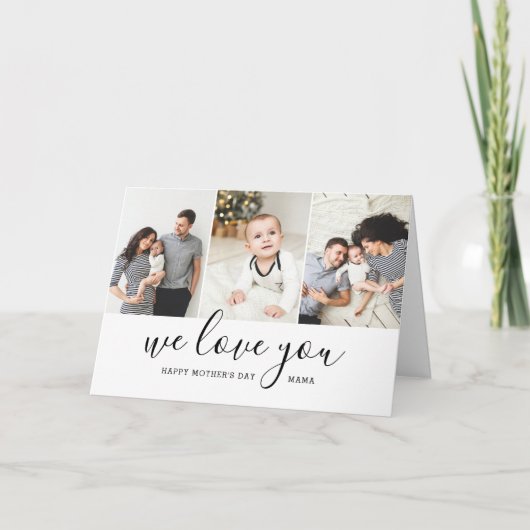 Modern Mama 3 Photo Collage Moederdag Kaart (Voorkant)