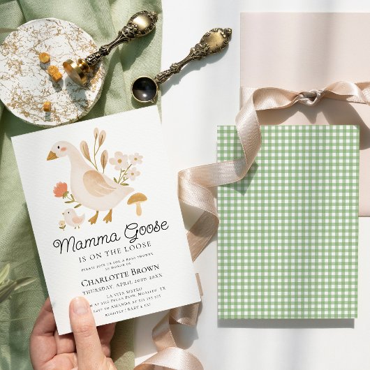 Modern Mama Goose Baby shower Kaart