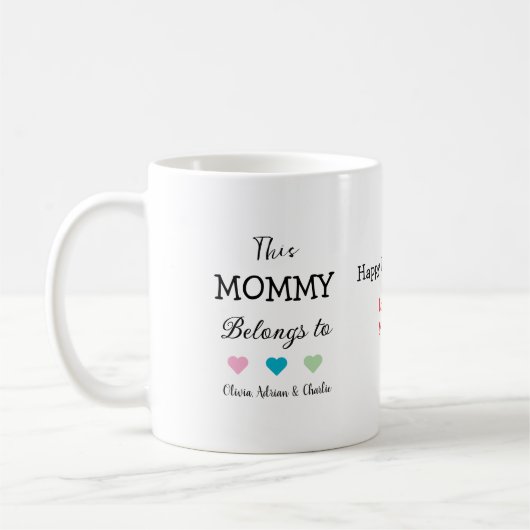 Modern Mama Kind Namen Schattigee Harten Custom Gi Koffiemok (Links)
