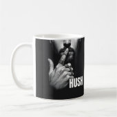 Modern Man Shushing Gesture HUSH Graphic Koffiemok (Links)