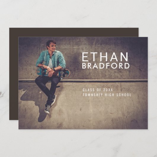Modern Man Stijlvolle foto afstuderen partij Kaart (Voorkant / Achterkant)