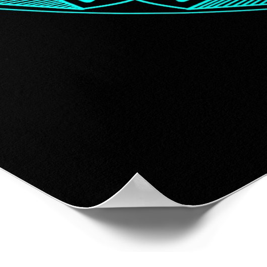 Modern Mandala Black Turquoise Elegant Poster (Hoek)