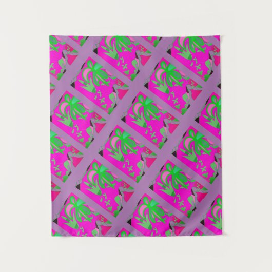 MODERN Mandala COLOR PINK GREEN TREE Wandkleed (Voorkant)