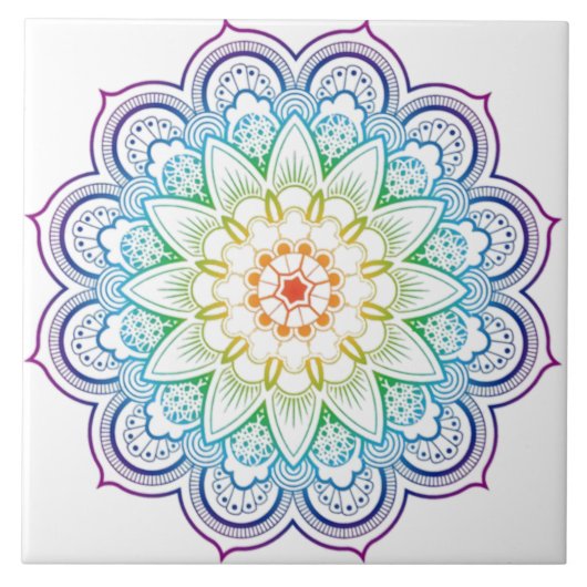 Modern Mandala Coloring Datura Flower Ceramic Tege Tegeltje (Voorkant)