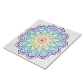 Modern Mandala Coloring Datura Flower Ceramic Tege Tegeltje (Zijkant)