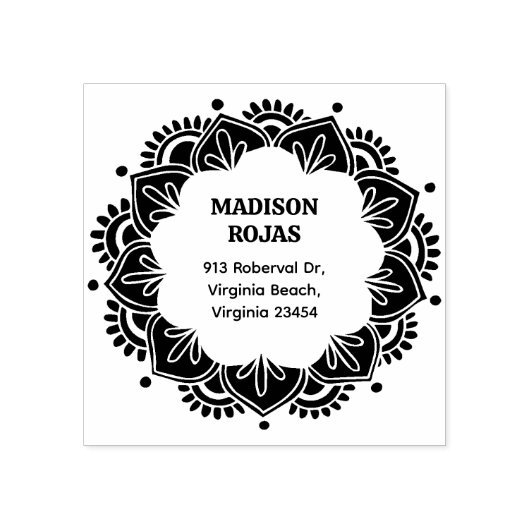 Modern Mandala Custom Name Retouradres Rubberstempel (Afrduk)