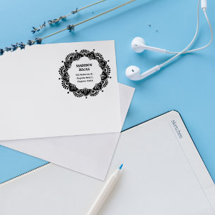 Modern Mandala Custom Name Retouradres Rubberstempel